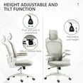 thumbnail image 3 of Vinsetto Office Chair, Mesh Computer Desk Chair with Adjustable Headrest, 4D Lumbar Support, Flip-up Arm, Grey, 3 of 7