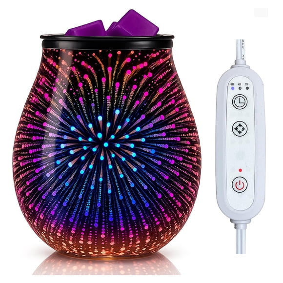 Calentador eléctrico de cera derretida Leyoue 3D Glass Fireworks, 7 colores