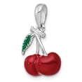 thumbnail image 5 of Quality Gold Sterling Silver Polished 3D Enameled Cherries Pendant, 5 of 5