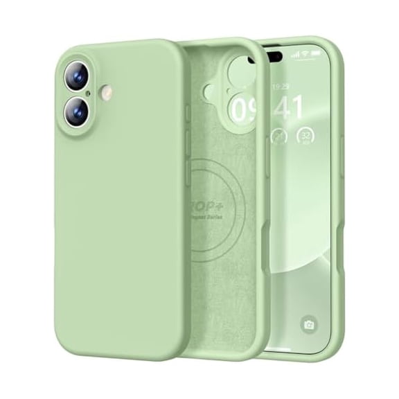 ZHU997 Magnetic Compatible with iPhone 17 Case (Compatible with Magsafe) (Upgraded Camera Protection) Liquid Silicone Shockproof Full Body Protective Phone Cover for Women Men, Matcha, 6.3"