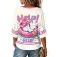 thumbnail image 4 of Halloween Shirts for Women Cute Ghost Graphic Tee Oversized 3/4 Sleeve V Neck T-Shirt Funny Pumpkin Print Spooky Fall Top, 4 of 5