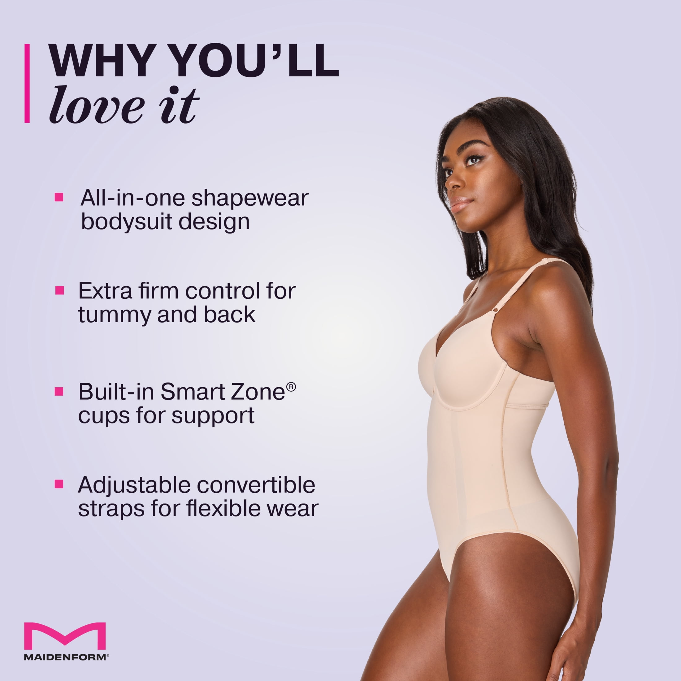 Maidenform Women's Shapewear All-In-One Extra Firm Cupped Bodysuit, Sizes up to 3XL