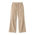 thumbnail image 2 of BXJX Womens Corduroy Pants, Drawstring Elastic Waist Casual Fall Winter Straight Leg Trousers with Pockets Khaki Size S-2XL, 2 of 7