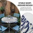 thumbnail image 4 of Navy Blue Chrysanthemum Round Fitted Tablecloth with Elastic Edge, Waterproof Table Cloth Table Cover for 55"-60" Tables, Farmhouse Botanical Floral Modern Tablecloths for Dining Picnic Outdoor, 4 of 9