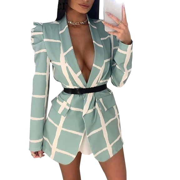 Vedolay Women's Suit Jackets Women's Oversized Blazer Jackets Casual Lapel Collar Open Front Button Work Office Top,Green XXL