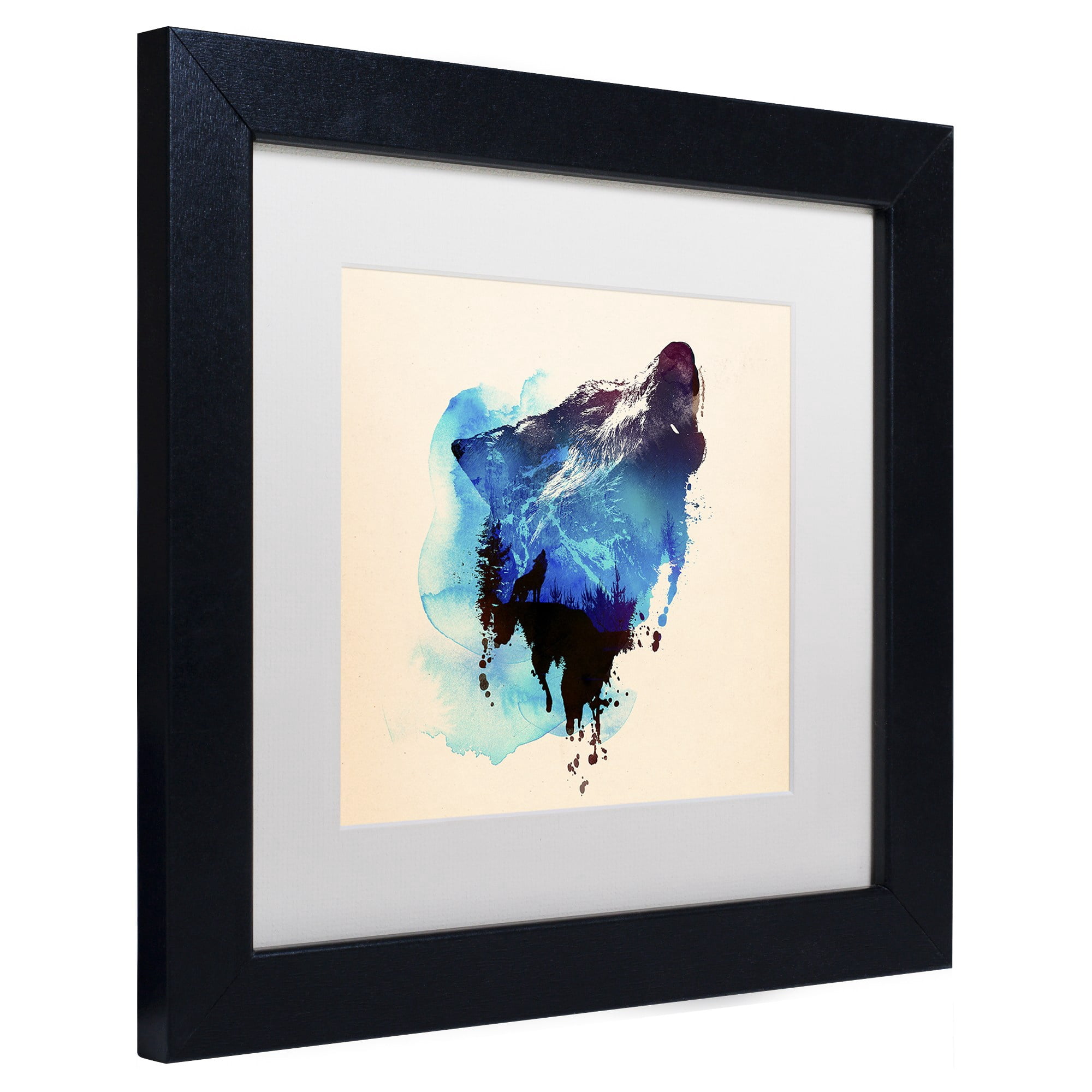Trademark Fine Art 'Alone As A Wolf' Canvas Art by Robert Farkas, White Matte, Black Frame