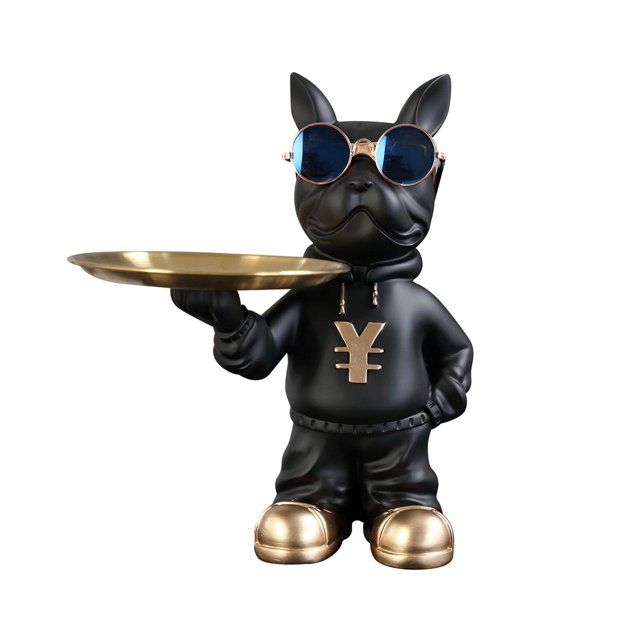 Bandeja de almacenamiento Zulema bandeja de estatua multifuncional para perros Negro