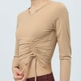 thumbnail image 5 of tarylea Women's Yoga Tops V Neck Drawstring Tops Long Sleeve Slim Fitted Shirts Casual Sports Shirts Athletic Tops, 5 of 6