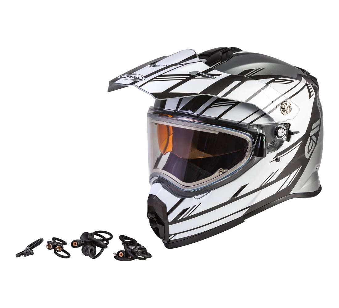 GMAX AT21S Epic Snow Helmet w/Heated Electric Shield Silver/White