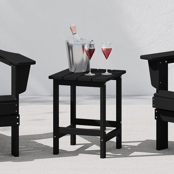 WestinTrends Outdoor Side Table, All Weather Poly Lumber Adirondack Small Patio Table Square End Table for Pool Balcony Deck Porch Lawn Backyard, Black