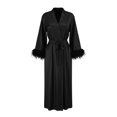 thumbnail image 5 of Lixiuxyad Lightweight Kimono Robe Open Front Long Sleeve Loungewear Soft Pattern Housecoat For Home Relaxation,Black, 5 of 5