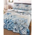 thumbnail image 3 of Quilts Twin Size Bedding Set, Blue Coastal Octopus Lightweight Quilted Comforter, Summer Vintage Ocean Sea Coral Shells Soft Reversible Bedspread Coverlet with Pillow Covers for All Season, 68" x 86", 3 of 7