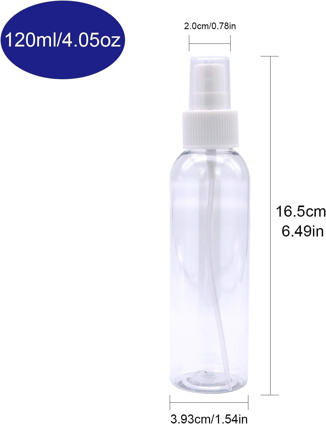 JJEAN-4oz Travel Size Spray Bottles, 12 Pack Fine Mist Small Empty Plastic Spray Bottle, Leak Proof BPA-Free Travel Essentials Cosmetic Containers