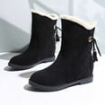 thumbnail image 5 of Wovix Womens Snow Boots Faux Suede Boots Slip-On with Side Pom Round Toe Shoes Chunky Winter Warm Boots Trendy Daily Black 35, 5 of 7