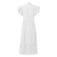 thumbnail image 5 of Huowey Women Summer Dresses A-Line Ruffled Sleeveless V-Neck Fashion Solid Tiered Casual Loose Fit Relaxed Lightweight Long Dress Breathable Party Beach Dailywear,White,XL, 5 of 5