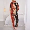 thumbnail image 3 of KLL Silhouette Trumpet Red Art Print Women's Long Sleeve Pajamas with Pants Sleepwear Loungewear 2 Set-Small, 3 of 8