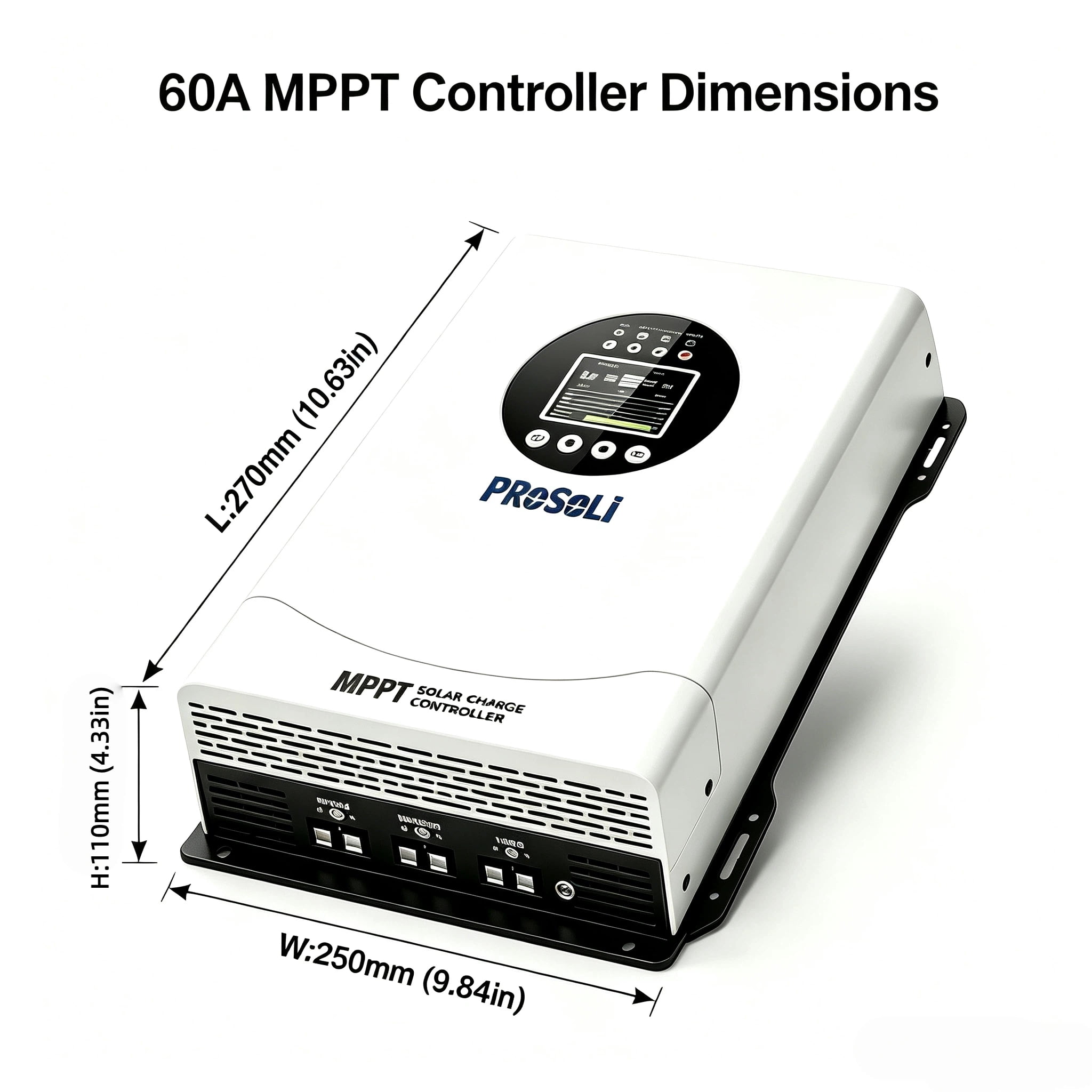 Prosoli 60A MPPT Solar Charge Controller,12V-96V Auto Regulator Max 230V PV Input for LiFePO4 Agm Gel Batteries off-Grid Solar