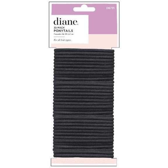 35 Pack , Diane Ponytails Black , Hair Scalp - Pack of 3 w/ SLEEKSHOP Teasing Comb