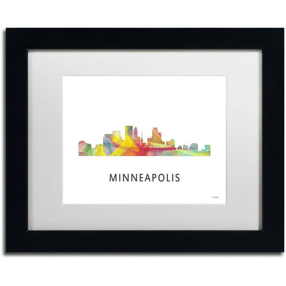 Trademark Fine Art 'Minneapolis Minnesota WB-1' Canvas Art by Marlene Watson, White Matte, Black Frame