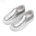 thumbnail image 2 of LYHaoo Toddler Girls Slip-On Sneakers Low Top Casual Shoes Lightweight Walking Shoes For Kids Everyday Play,Silver,Sizes 12.5(7.87") Little Kid, 2 of 4