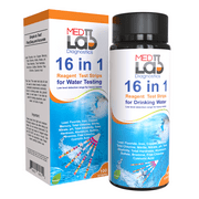 16 in 1 Drinking Water Test Kit Strips, 100 cnt. Home Water Quality Test for Tap Water, Pool, Spa. Strips for Water Hardness, Total Chlorine, Mercury, Lead, Aluminum, Fluoride, Iron, pH and More