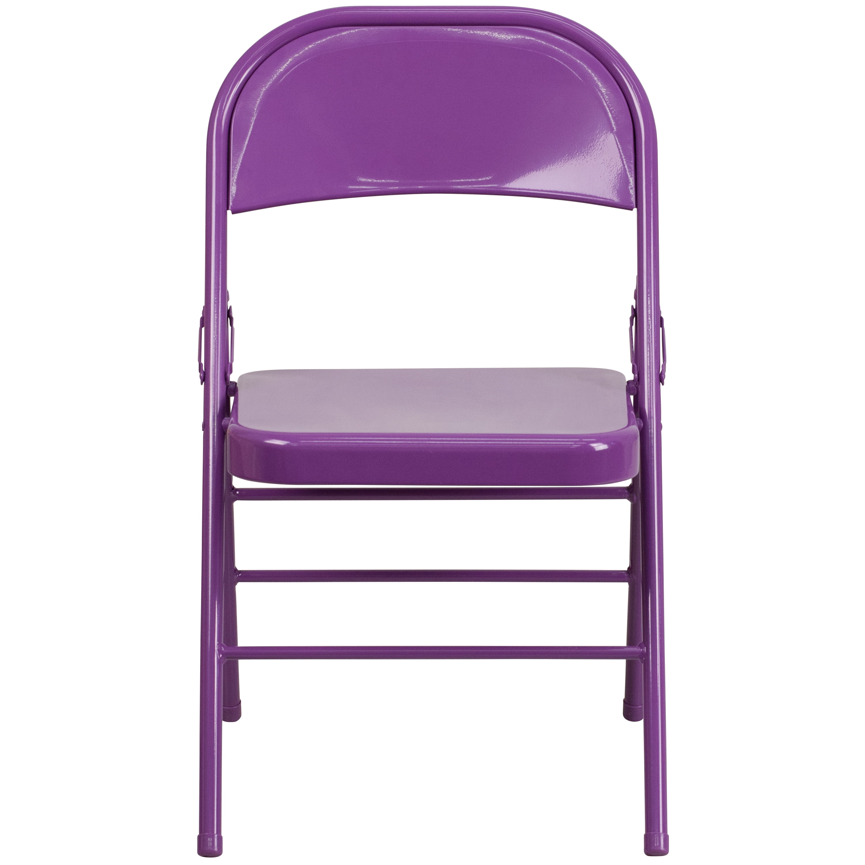 Flash Furniture 2 Pack HERCULES COLORBURST Series Impulsive Purple Triple Braced & Double Hinged Metal Folding Chair