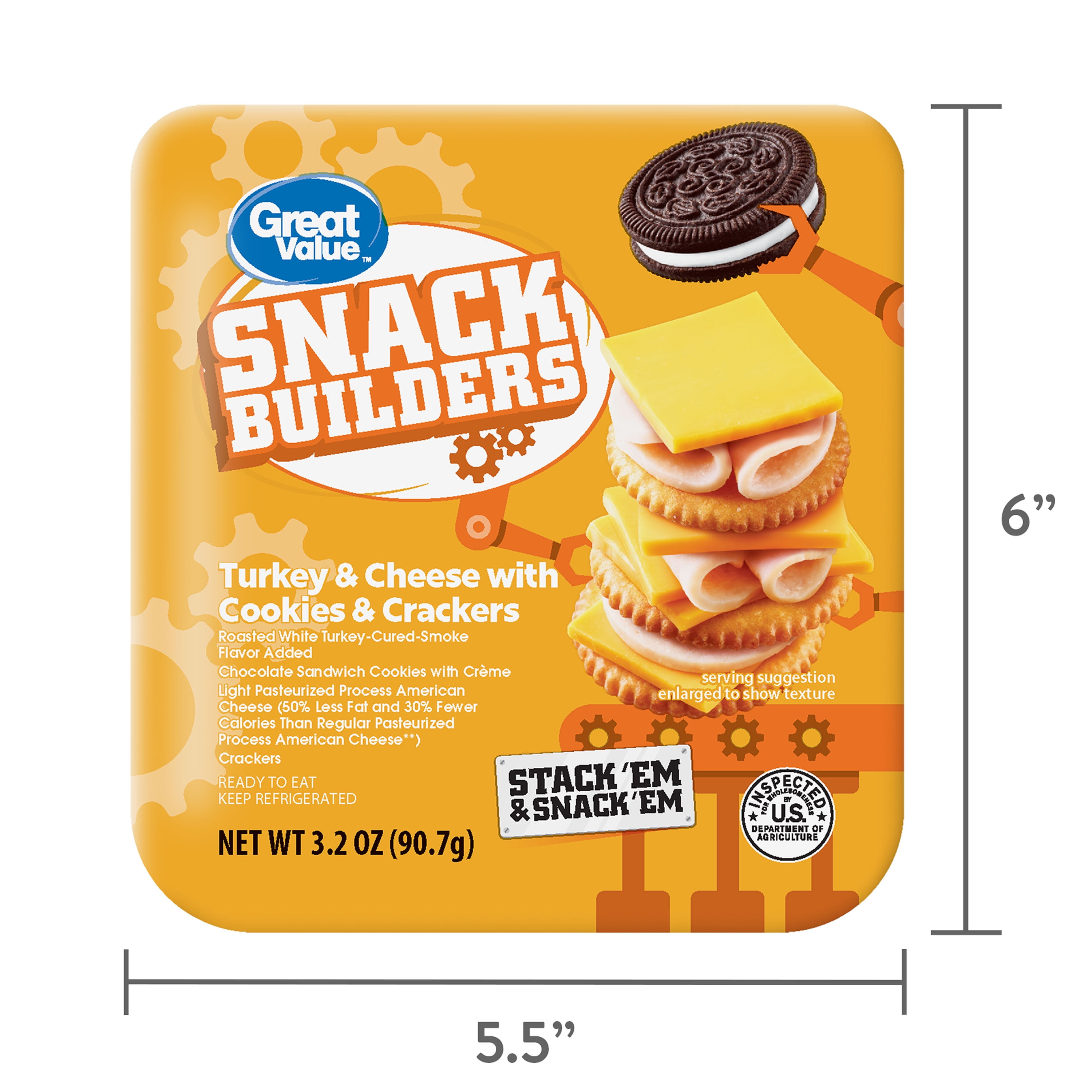 Great Value Turkey and Cheese Snack Builders with Cookies, 3.20 oz