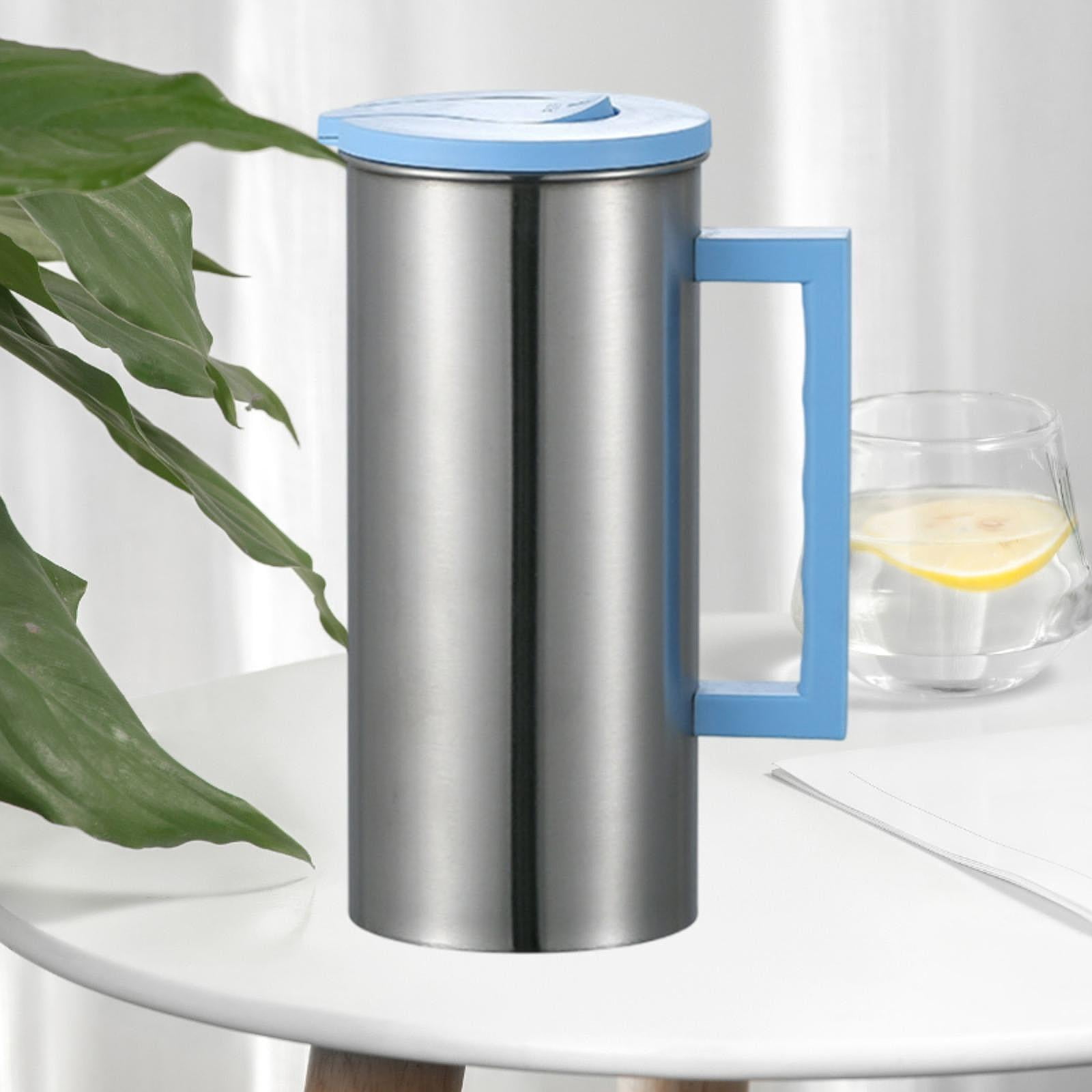 Fancyes Stainless Steel Pitcher Carafe 1800 ml Household Tea Kettle Metal Pitcher Water Jug for Gatherings Juice Milk Blue