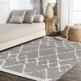 thumbnail image 5 of JONATHAN Y MERCER SHAG 8 x 10 Area Rug, Mercer Plush Tassel Moroccan Geometric Trellis - Gray/Ivory, MCR102C-8, 5 of 9
