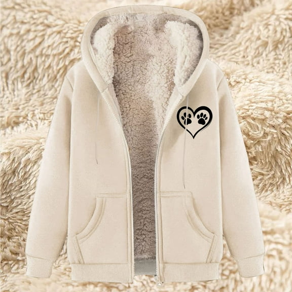 Otvok Women's Fleece Lined Zip Up Hoodie Jacket Cozy Warm Sweatshirt