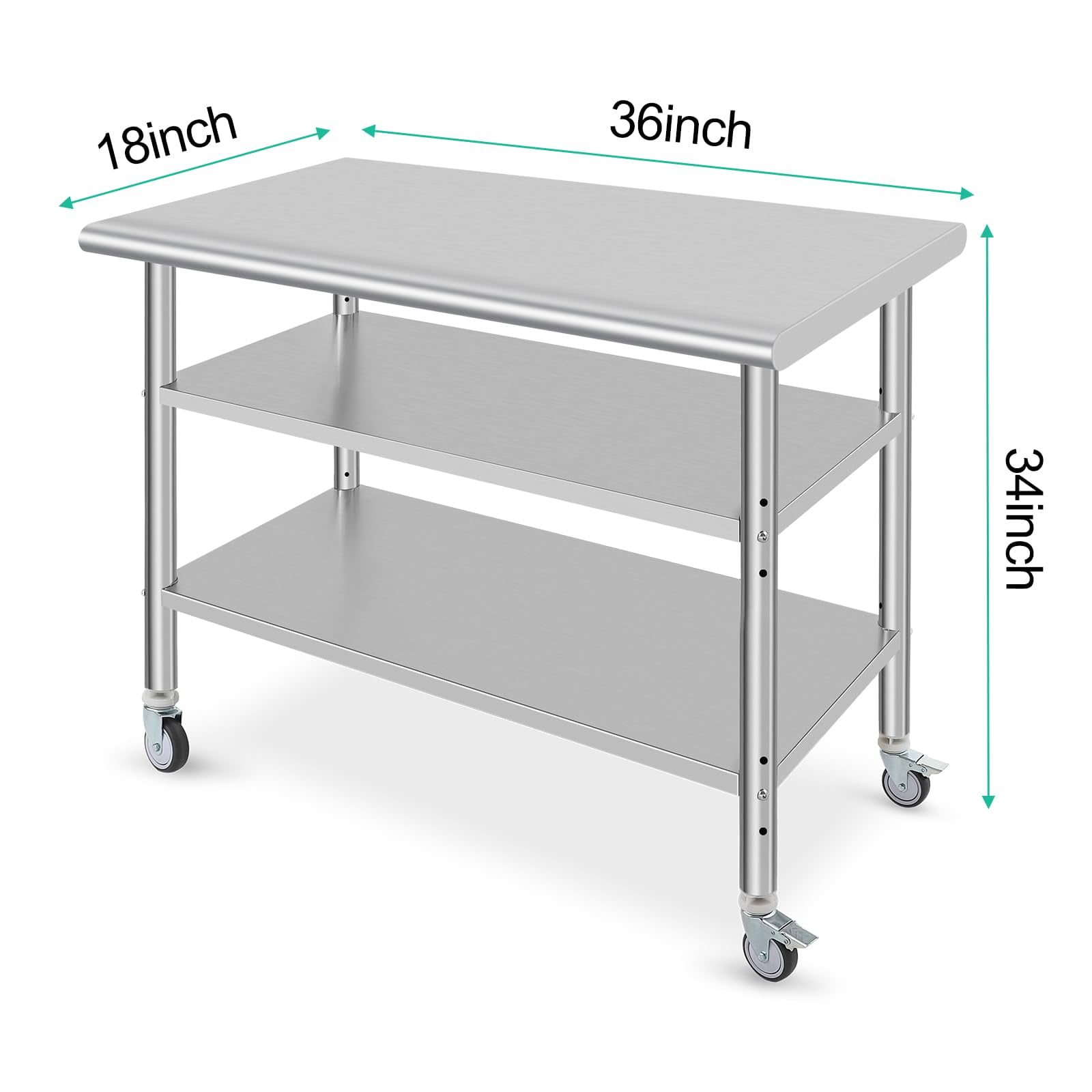 Huisuilinss Stainless Steel Table,Metal Prep & Work Table with Adjustable Undershelf NSF Metal Commercial Kitchen Table for Kitchen, Restaurant, Hotel and Garage Prep Table Work Table