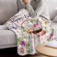 thumbnail image 3 of Easter Blanket Soft Cozy Warm Twin Blanket for Bed, Plush Fuzzy Flannel Fleece Blankets for Sofa, Watercolor Eggs Floral Botanical Butterfly Pink Plaid Throw Blankets for Couch Gifts, 60"x80", 3 of 9