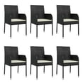 thumbnail image 2 of vidaXL 7 Piece Garden Dining Set with Cushions Black Poly Rattan, 2 of 5