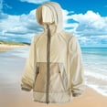 thumbnail image 2 of Htigea Women's Summer Sun Hooded Jackets Full Zip Long Sleeve UPF 50+ UV Protection Tops Outdoor Hiking Running Vacation Coats Beige S, 2 of 5