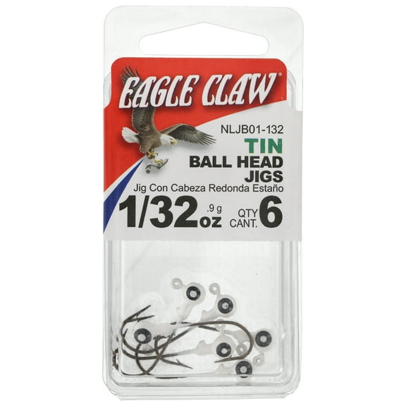 Eagle Claw Tin Ball Head Jig - Double eye - 6 pack - 1/32 oz - White