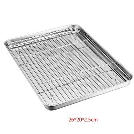 

ALSLIAO Chef Baking Sheet And Rack Set Stainless Steel Cookie Sheet Cooling Rack