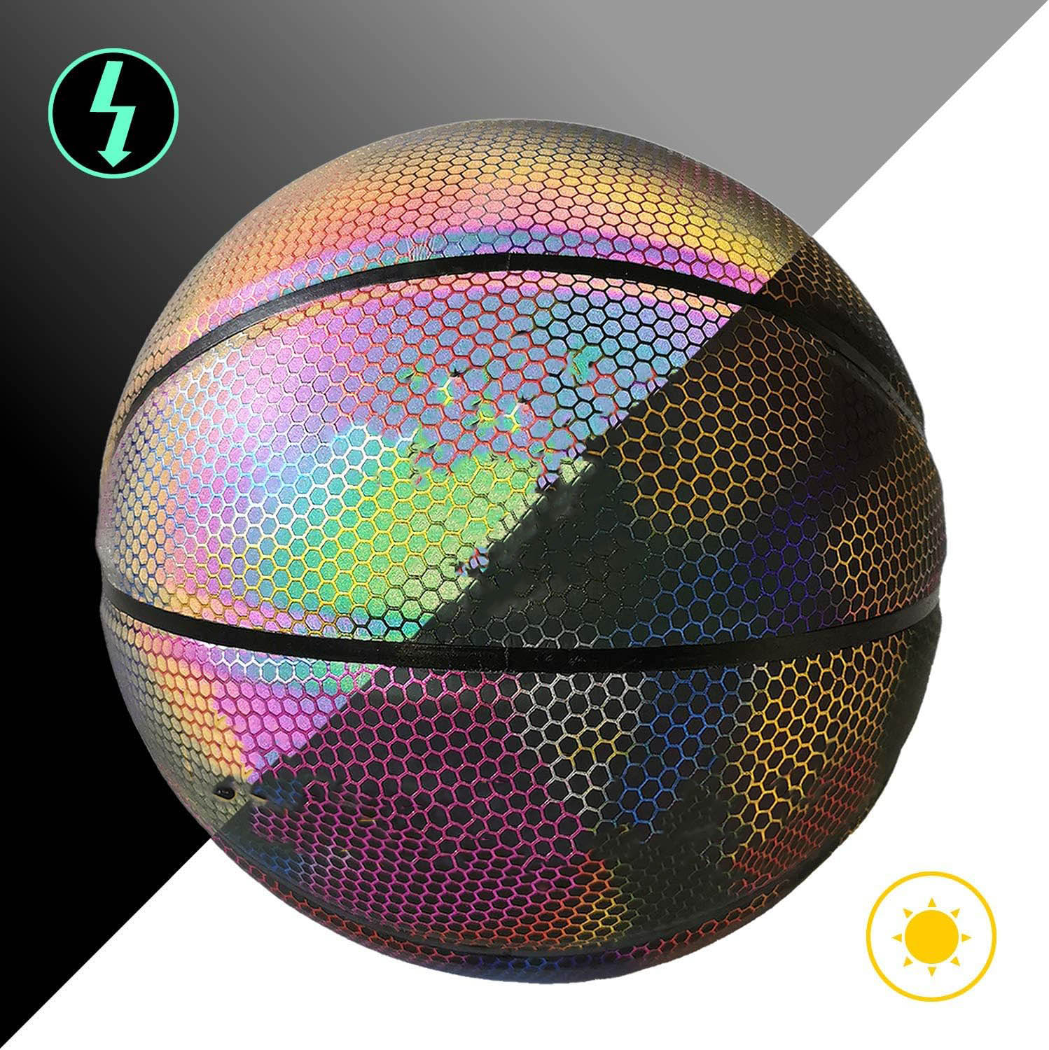 Reflective Glowing Holographic Luminous Basket Ball for Night Game