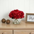 Nearly Natural Red Hydrangea Artificial Silk Flower Arrangement, with Vase, Red - Walmart.com