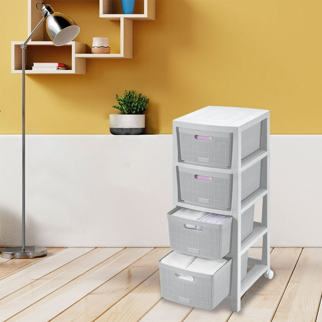 Cajonero Organizador Plástico 4 Cajones Multiusos Fique Gris Hielo Rimax