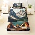 thumbnail image 3 of Erosebridal Camping Theme Twin Sheet Sets, Nature Mountain Lake Bedding, 1 Flat Sheet, 1 Fitted Sheet and 1 Pillowcase, 3 of 5