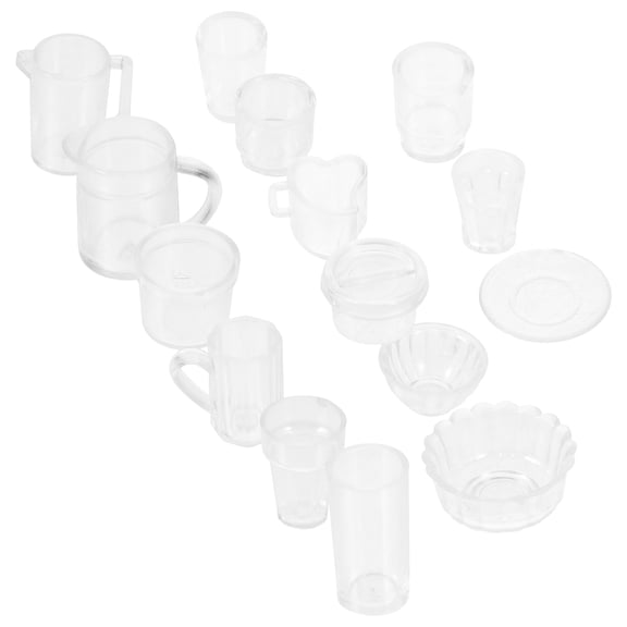 WHAMVOX 15Pcs Mini Kitchen Tableware For Doll House Accessories Educational Tools And Skill Training 0.79X0.79X0.39in