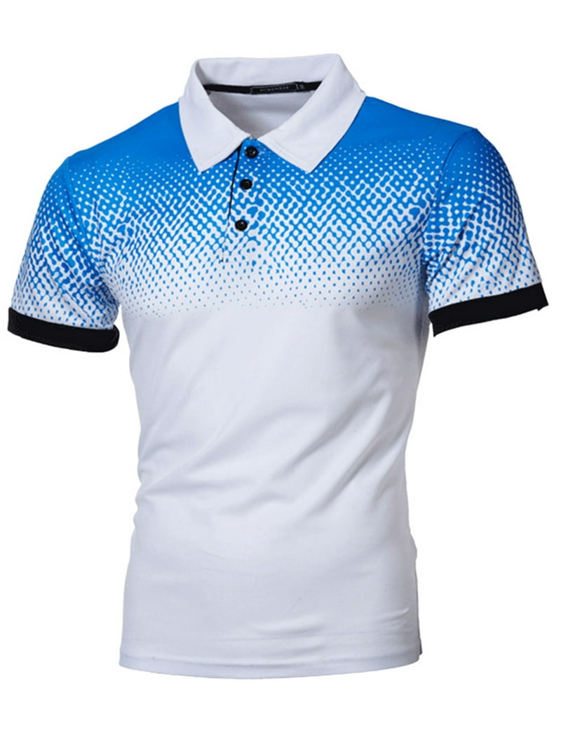 UKAP Casual Printing Polo Shirts for Men Summer Short T-Shirts Tennis Muscle Gradient Jersey Tee - Walmart.com
