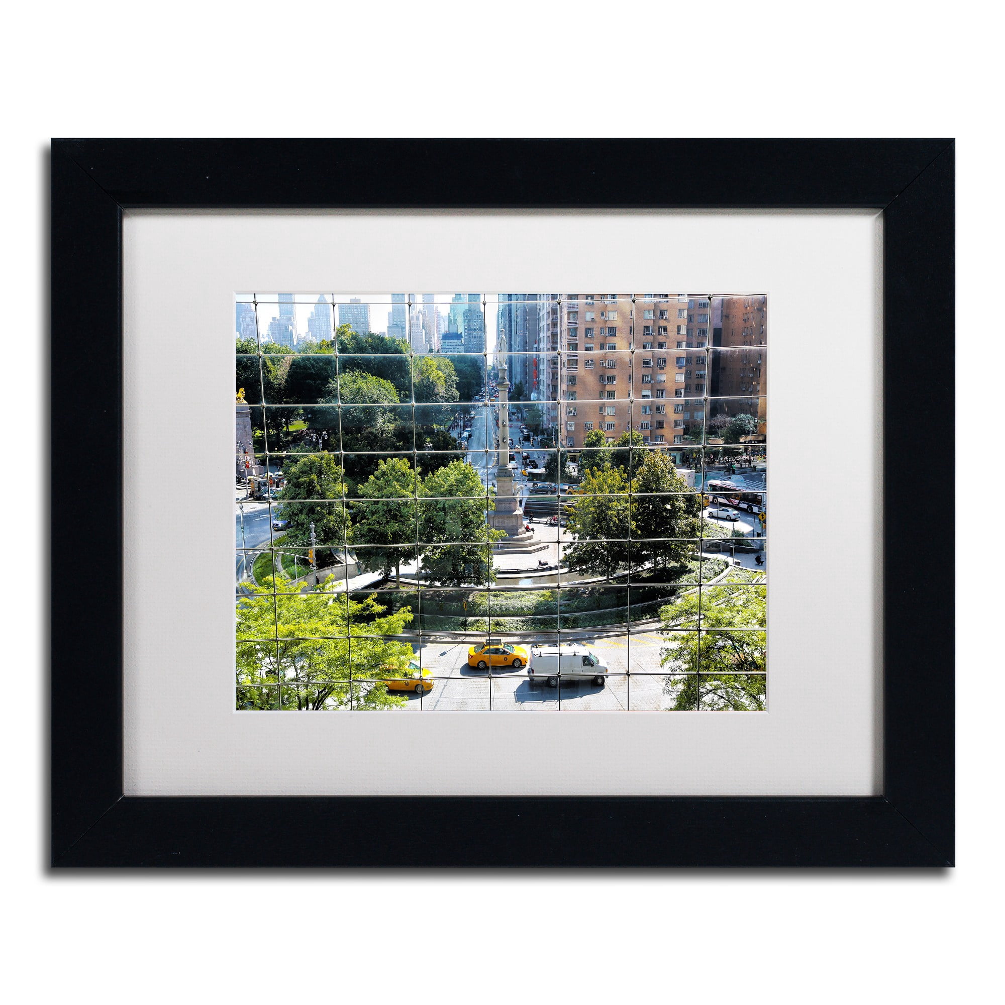 Trademark Fine Art "Columbus Circle" Canvas Art by CATeyes, White Matte, Black Frame