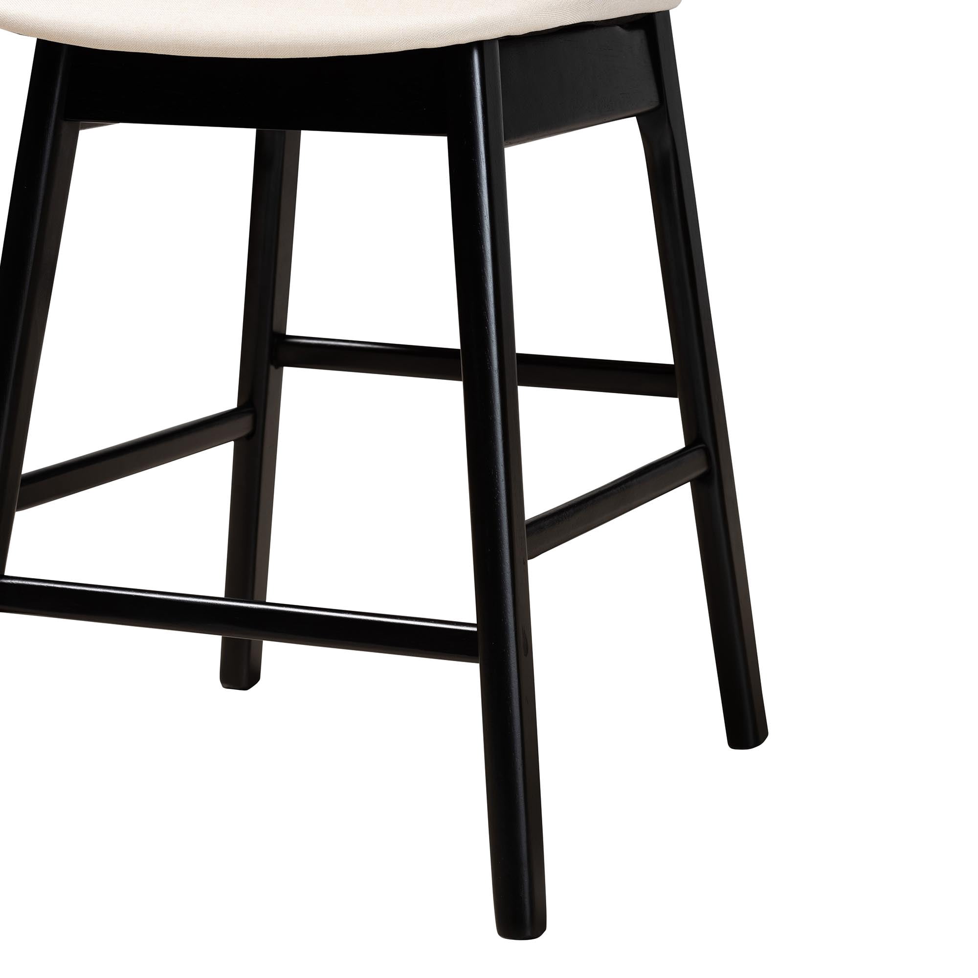Baxton Studio Darrion Mid-Century Modern Cream Fabric and Black Finished Wood 2-Piece Counter Stool Set