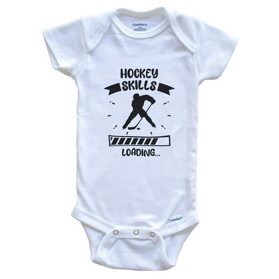 Hockey Skills Loading Funny Hockey Baby Bodysuit, 0-3 months white