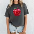 thumbnail image 3 of Red Disco Apple Shirt for Women & Teens Faux Glitter Teacher Tee, Pepper Shirt, L, 3 of 5