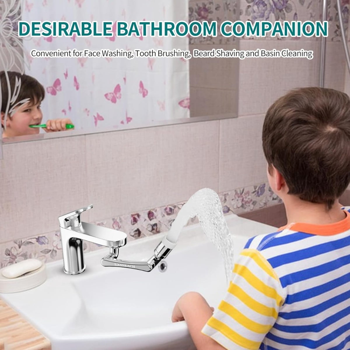 1440° Swivel Faucet Extender, Heavy Duty Swivel Splashback Aerator Adapter for Kitchen Sinks and Bathrooms, 2-Pack
