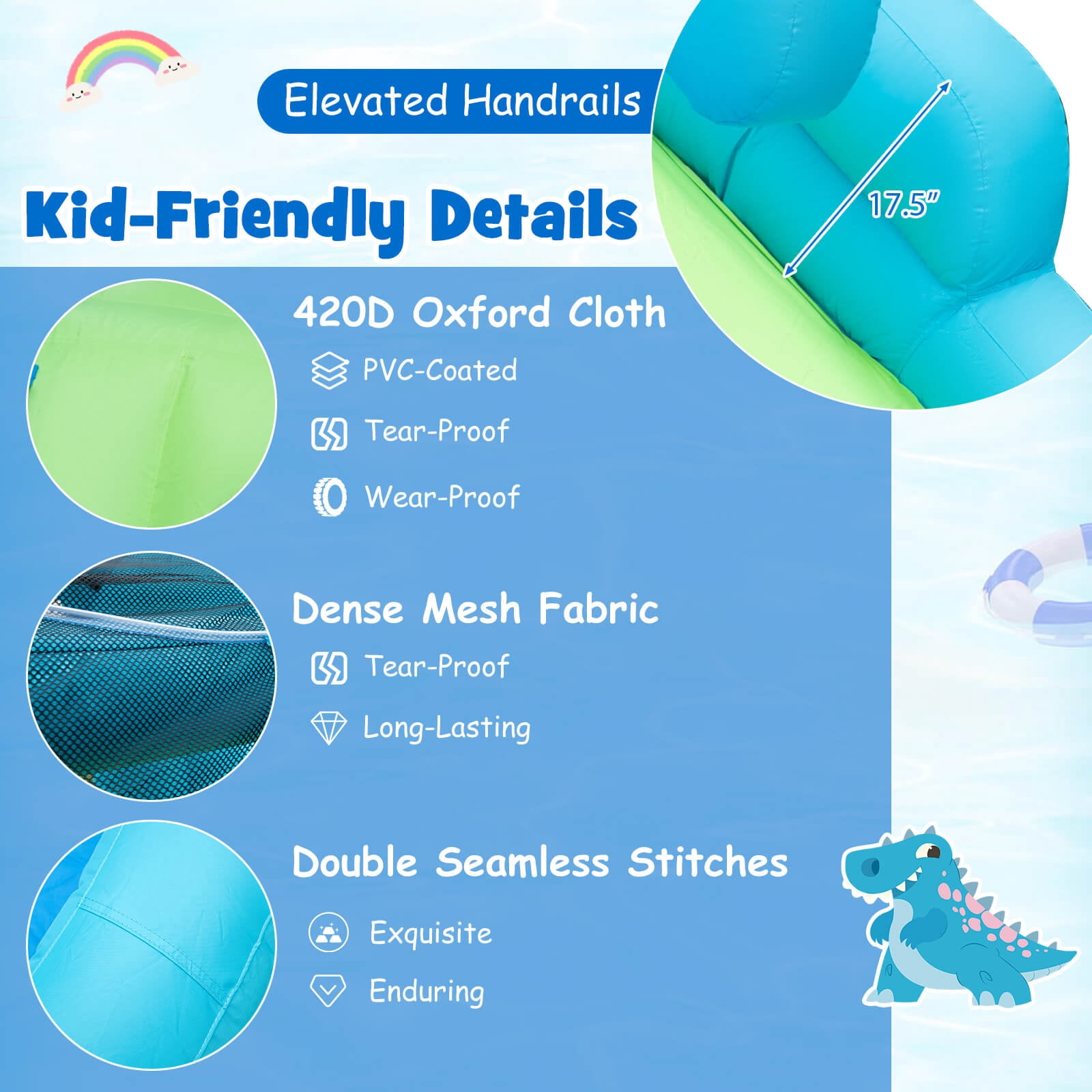 Infans Inflatable Water Slide, Blowup Water Park with Dual Slides & 584W Blower