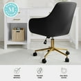 thumbnail image 4 of Martha Stewart Upholstered Office Chair in Black/Polished Brass, 4 of 12