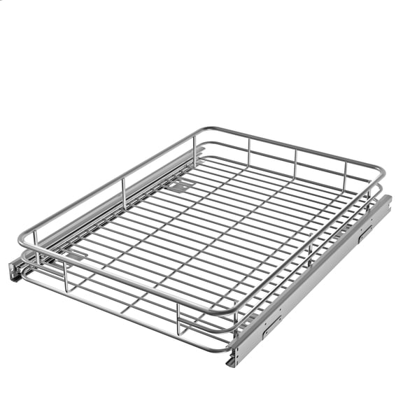 JOWBOOW Pull Out Cabinet Organizer, 11" W x 21" D Heavy-Duty Sliding Wire Shelf, Holds 100 Lbs, Chrome Roll Out Drawer for Kitchen & Bathroom